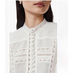 ALLSAINTS Heather Ruffle Top IN CHALK WHITE SIZE US 0 New with tags $269